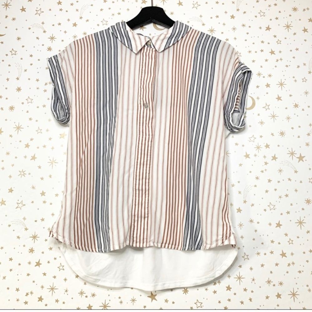 Target A New Day Striped Linen Collared Shirt